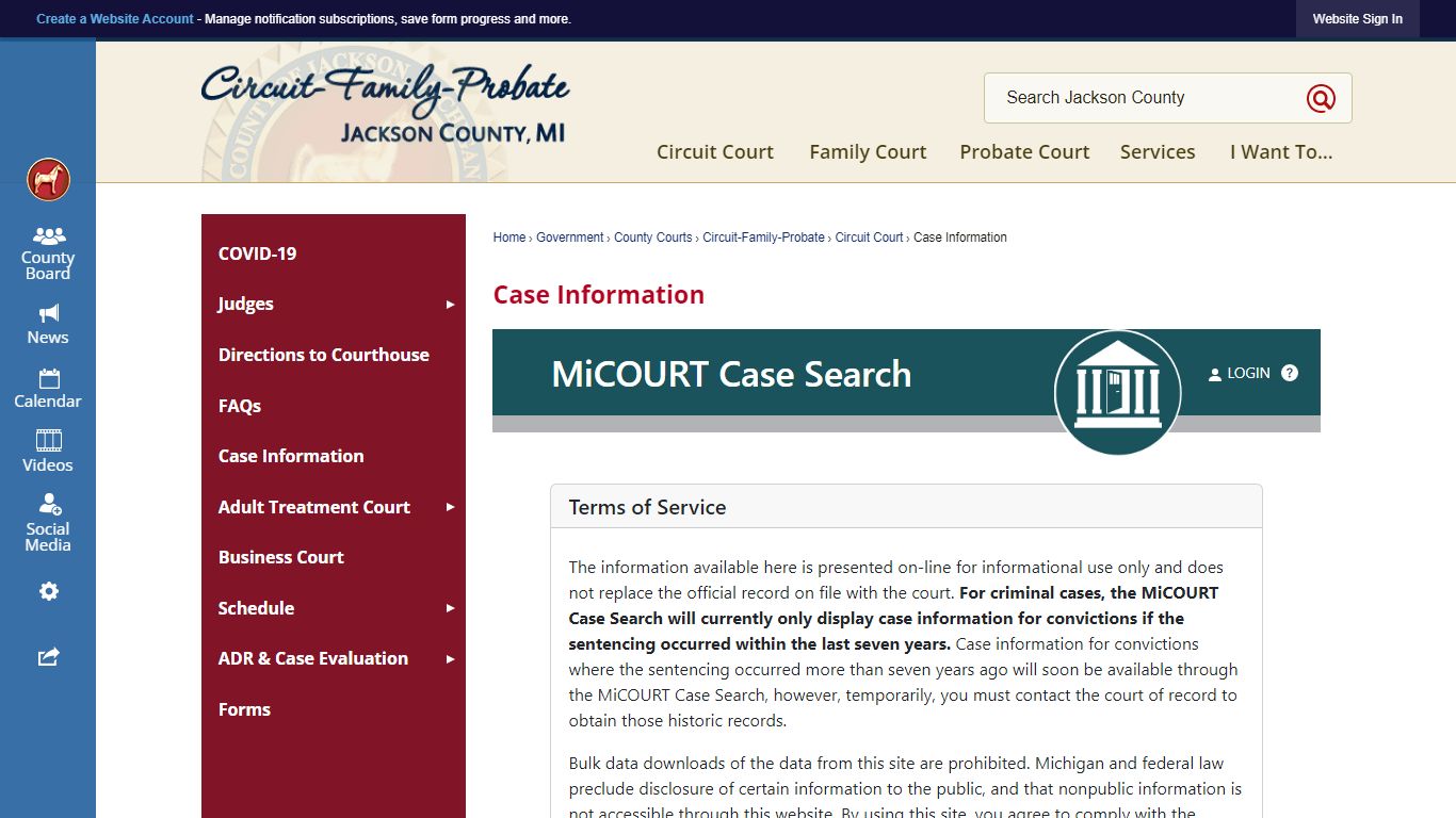 Case Information | Jackson County, MI