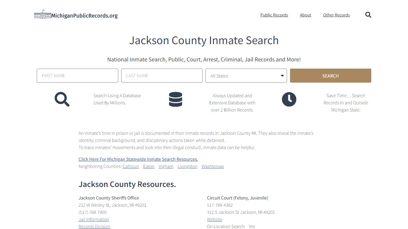 Jackson County Inmate Search - Current & Past Jail Records