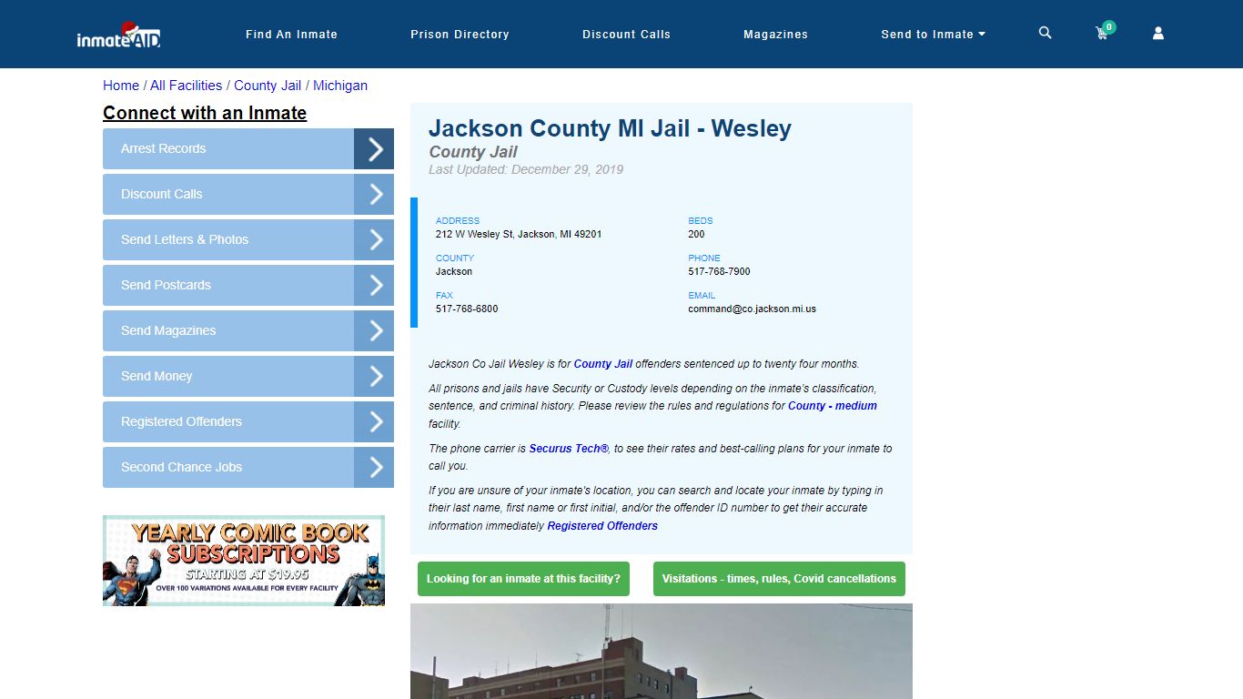 Jackson County MI Jail - Wesley - Inmate Locator - Jackson, MI