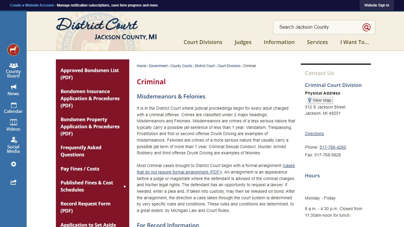 Criminal | Jackson County, MI
